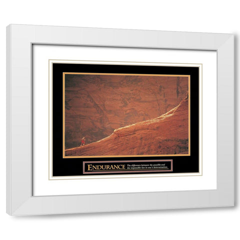 Endurance - Red Rocks Climb White Modern Wood Framed Art Print with Double Matting by Unknown