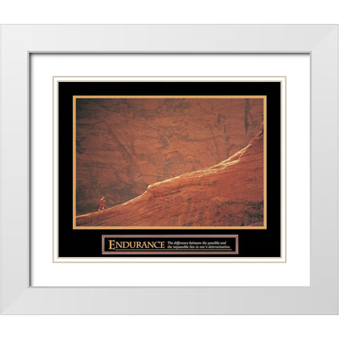 Endurance - Red Rocks Climb White Modern Wood Framed Art Print with Double Matting by Unknown