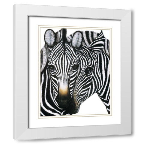 Zebra I White Modern Wood Framed Art Print with Double Matting by Unknown