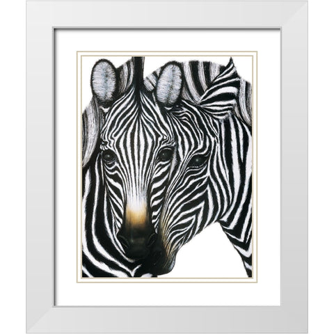 Zebra I White Modern Wood Framed Art Print with Double Matting by Unknown