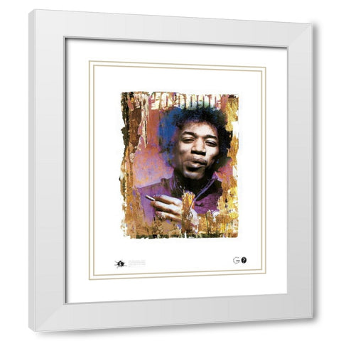 Jimi Voodoo White Modern Wood Framed Art Print with Double Matting by Frontline