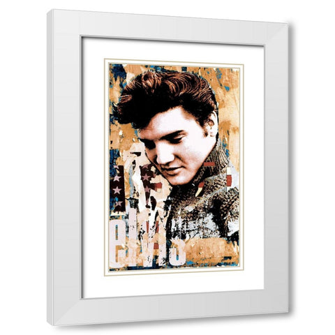 Elvis Slick White Modern Wood Framed Art Print with Double Matting by Unknown