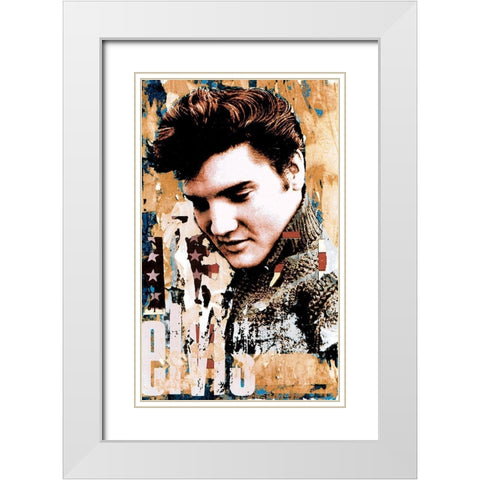 Elvis Slick White Modern Wood Framed Art Print with Double Matting by Unknown