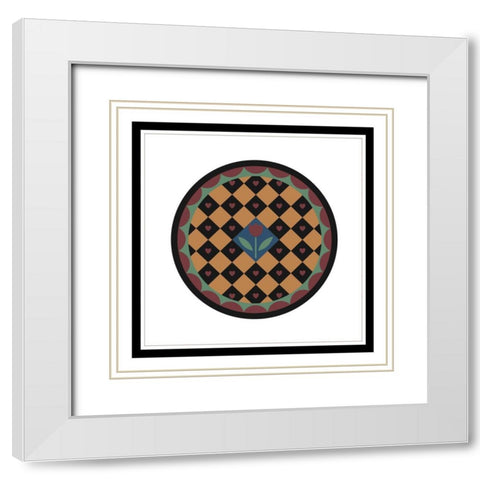 Hex Flowers White Modern Wood Framed Art Print with Double Matting by Unknown