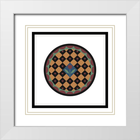 Hex Flowers White Modern Wood Framed Art Print with Double Matting by Unknown