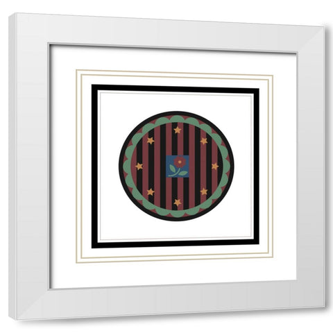 Floral Stamp White Modern Wood Framed Art Print with Double Matting by Unknown