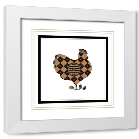 Hex Hen White Modern Wood Framed Art Print with Double Matting by Unknown