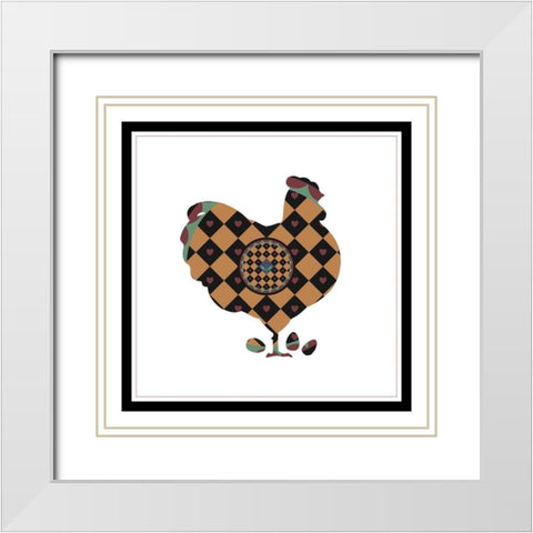 Hex Hen White Modern Wood Framed Art Print with Double Matting by Unknown