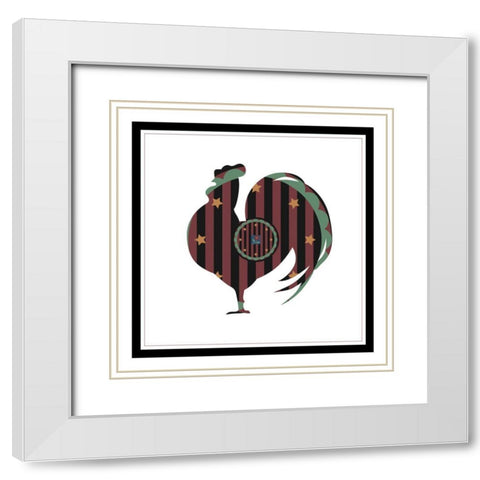 Hex Rooster White Modern Wood Framed Art Print with Double Matting by Unknown
