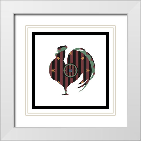 Hex Rooster White Modern Wood Framed Art Print with Double Matting by Unknown