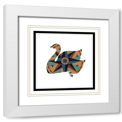 Hex Swan White Modern Wood Framed Art Print with Double Matting by Unknown