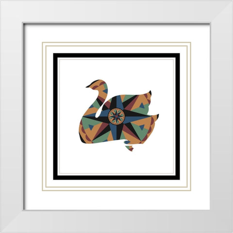 Hex Swan White Modern Wood Framed Art Print with Double Matting by Unknown