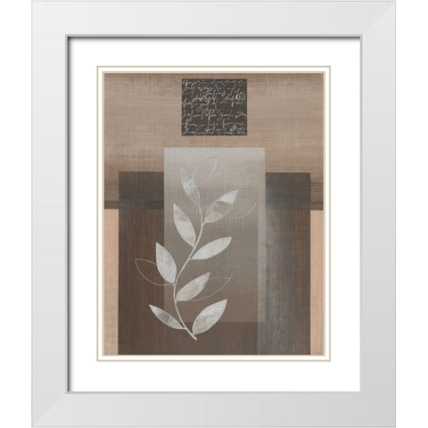 Metallic Leaves II White Modern Wood Framed Art Print with Double Matting by Jugeat