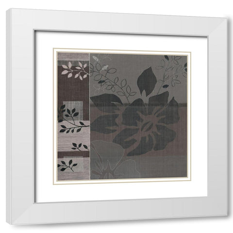 Metallic Leaves IV White Modern Wood Framed Art Print with Double Matting by Jugeat