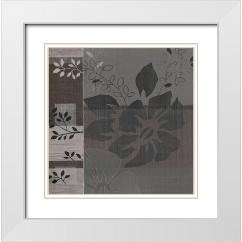 Metallic Leaves IV White Modern Wood Framed Art Print with Double Matting by Jugeat