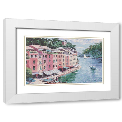 Pink Houses I White Modern Wood Framed Art Print with Double Matting by Unknown