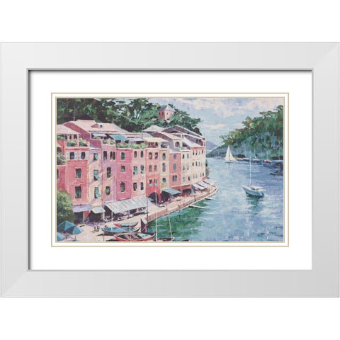 Pink Houses I White Modern Wood Framed Art Print with Double Matting by Unknown