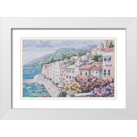 Pink Houses II White Modern Wood Framed Art Print with Double Matting by Unknown