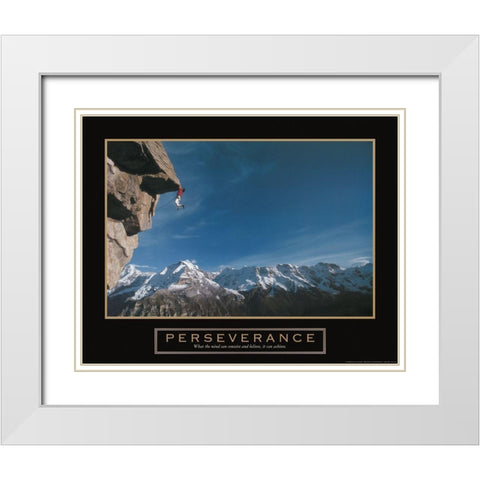 Perseverance - Cliffhanger White Modern Wood Framed Art Print with Double Matting by Frontline
