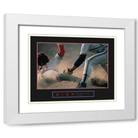 Risk - Baseball White Modern Wood Framed Art Print with Double Matting by Frontline