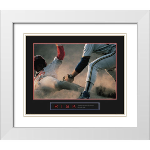 Risk - Baseball White Modern Wood Framed Art Print with Double Matting by Frontline