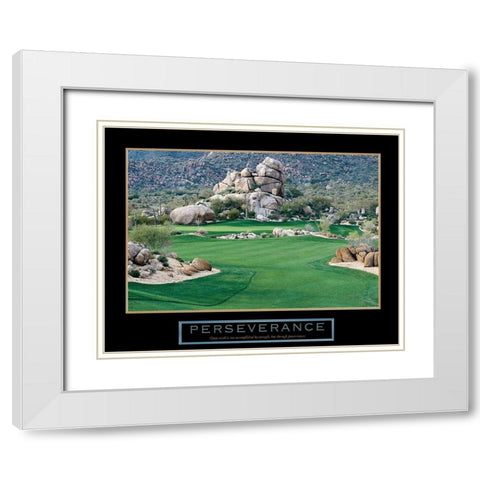 Golf - Perseverance White Modern Wood Framed Art Print with Double Matting by Unknown