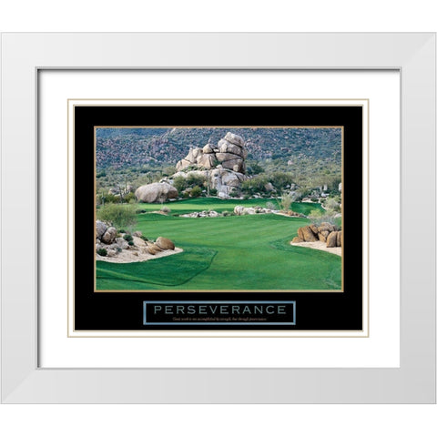 Golf - Perseverance White Modern Wood Framed Art Print with Double Matting by Unknown