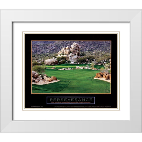 Golf - Perseverance White Modern Wood Framed Art Print with Double Matting by Unknown