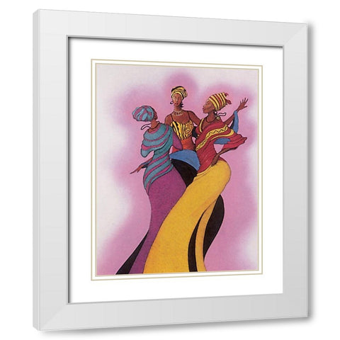Three Sisters White Modern Wood Framed Art Print with Double Matting by Unknown