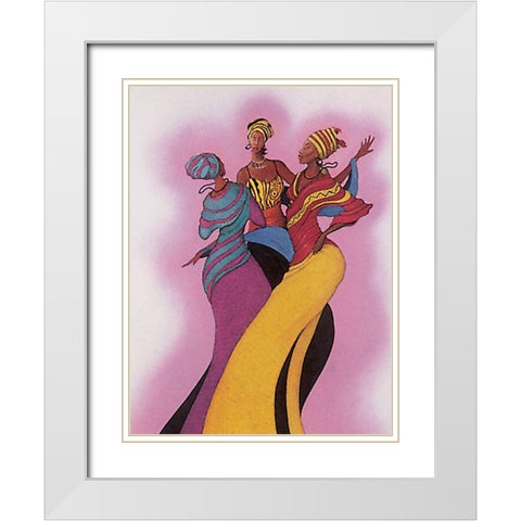 Three Sisters White Modern Wood Framed Art Print with Double Matting by Unknown