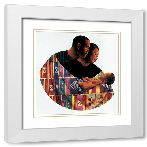 Family White Modern Wood Framed Art Print with Double Matting by Unknown