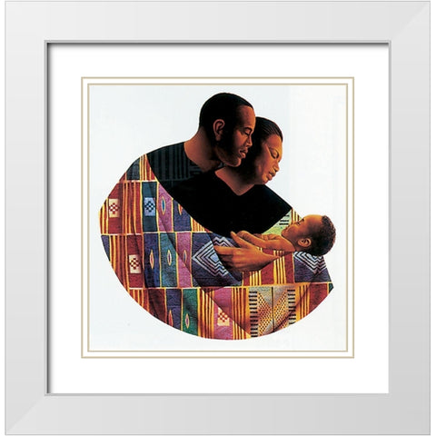 Family White Modern Wood Framed Art Print with Double Matting by Unknown