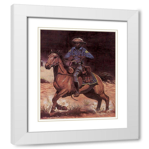 Buffalo Soldier White Modern Wood Framed Art Print with Double Matting by Unknown