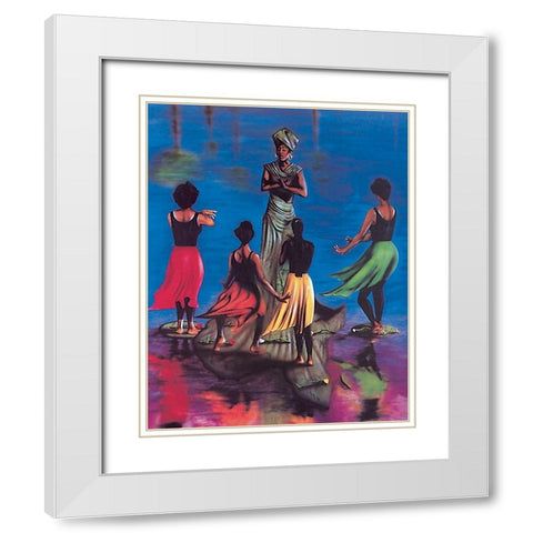 Dance Lesson White Modern Wood Framed Art Print with Double Matting by Unknown