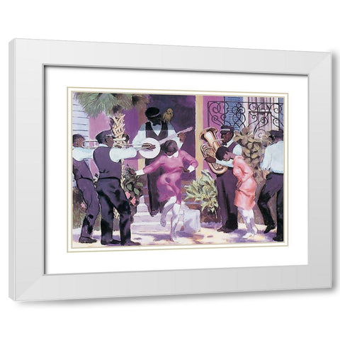 Dancin in the Street White Modern Wood Framed Art Print with Double Matting by Unknown