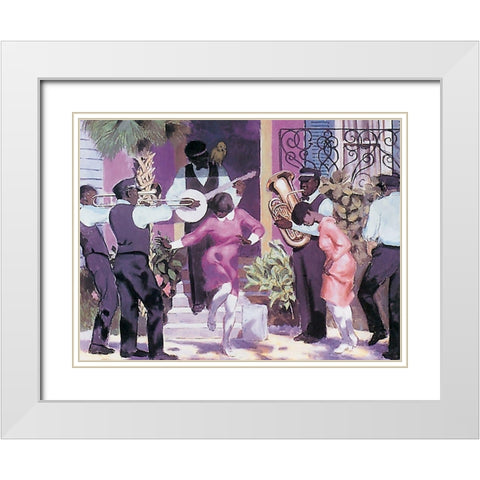 Dancin in the Street White Modern Wood Framed Art Print with Double Matting by Unknown