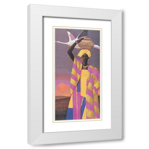 Woman and Vase White Modern Wood Framed Art Print with Double Matting by Unknown