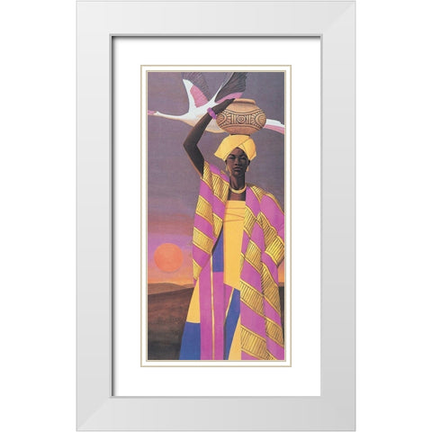 Woman and Vase White Modern Wood Framed Art Print with Double Matting by Unknown