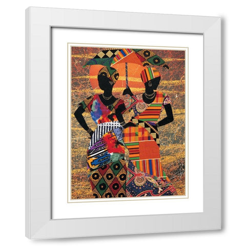 Tribal I White Modern Wood Framed Art Print with Double Matting by Unknown