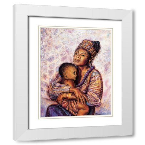 Mother and Child White Modern Wood Framed Art Print with Double Matting by Unknown
