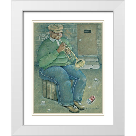 Big Boy Trumpets White Modern Wood Framed Art Print with Double Matting by Unknown