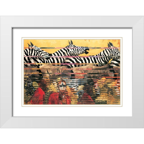 Zebras Extreme White Modern Wood Framed Art Print with Double Matting by Unknown