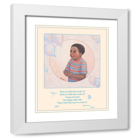 Little Boys White Modern Wood Framed Art Print with Double Matting by Unknown
