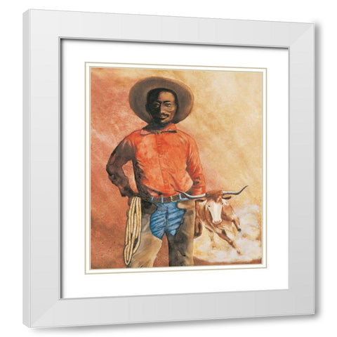 Cowboy White Modern Wood Framed Art Print with Double Matting by Unknown