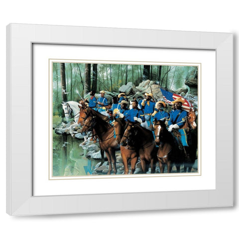 Cavalry White Modern Wood Framed Art Print with Double Matting by Unknown