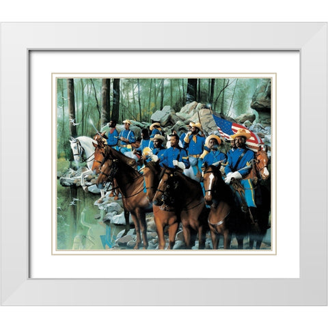 Cavalry White Modern Wood Framed Art Print with Double Matting by Unknown