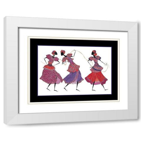 Dancin Trio White Modern Wood Framed Art Print with Double Matting by Unknown