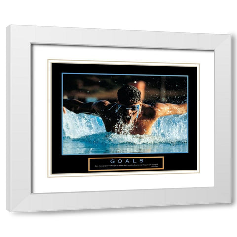 Goals - Swimmer White Modern Wood Framed Art Print with Double Matting by Unknown