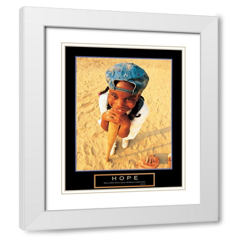 Hope - Girls Baseball White Modern Wood Framed Art Print with Double Matting by Unknown