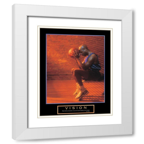 Vision - Basketball White Modern Wood Framed Art Print with Double Matting by Unknown